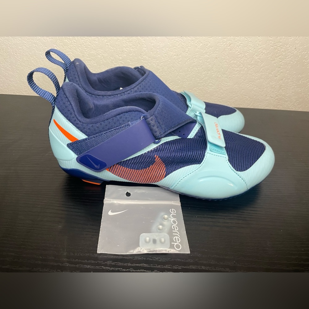 Nike SuperRep Cycle Mens Athletic Indoor Cycling Bike Shoes Size 8 Blue Orange
